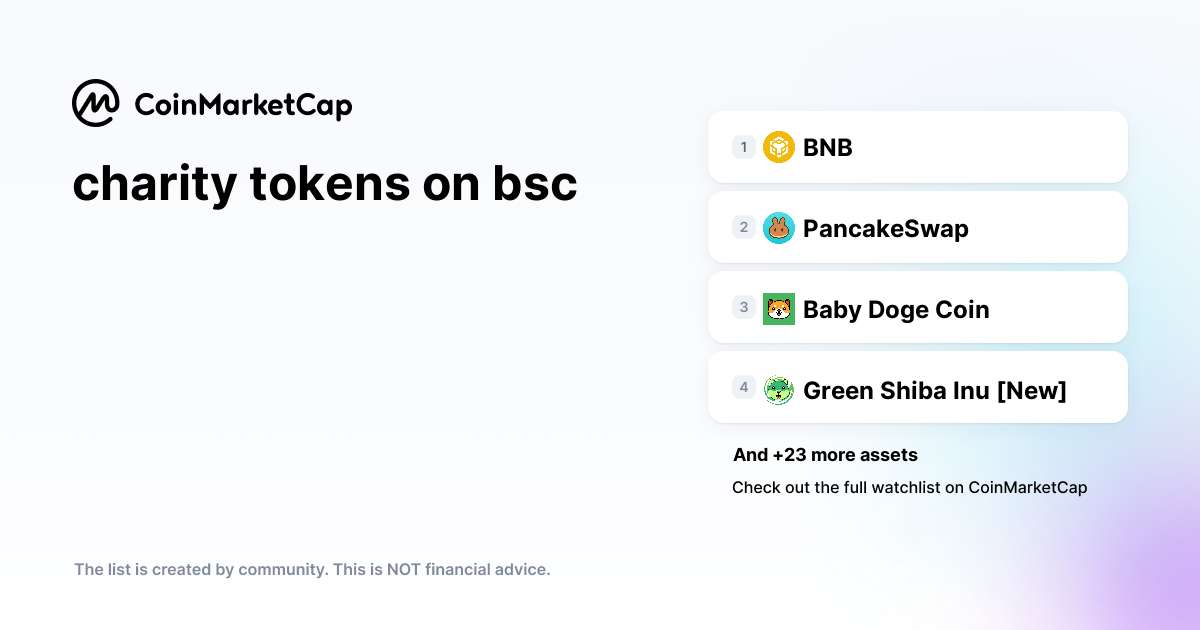 Follow The Charity Tokens On Bsc Crypto Portfolio Picks Coinmarketcap Follow The Charity Tokens On Bsc Crypto Portfolio Picks Coinmarketcap