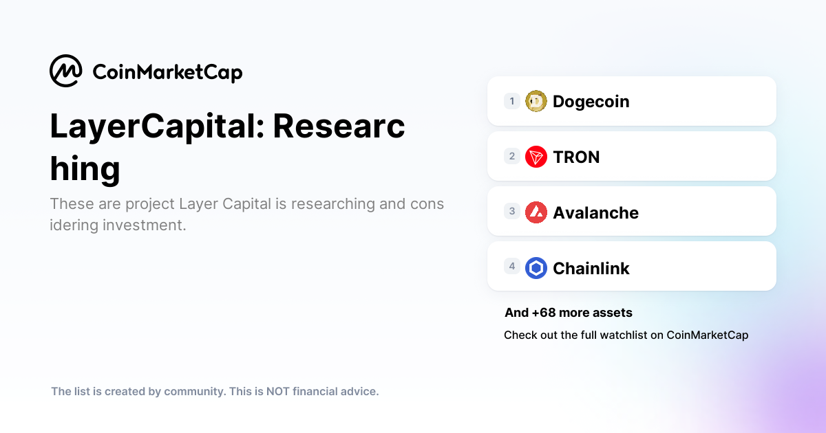 Follow The Layercapital Researching Crypto Portfolio Picks Coinmarketcap