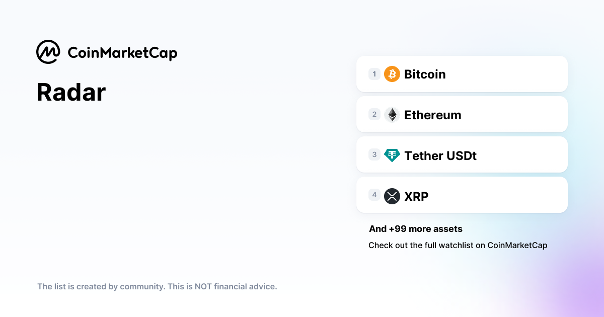 Follow The Radar Crypto Portfolio Picks CoinMarketCap