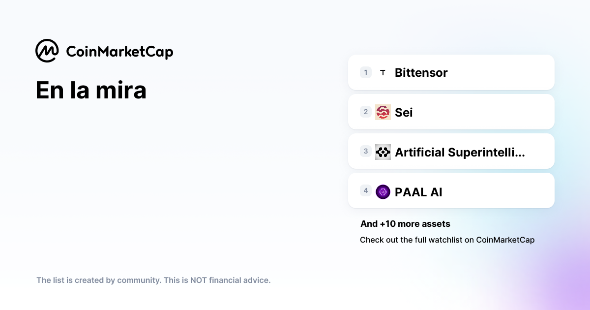 Follow The En la mira Crypto Portfolio Picks CoinMarketCap