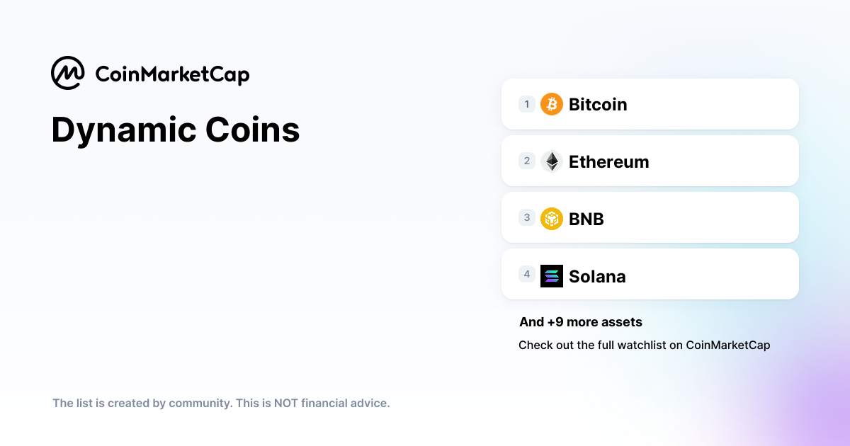 Dynamic Coins 암호화폐 포트폴리오 선택 팔로우하기 | 코인마켓캡