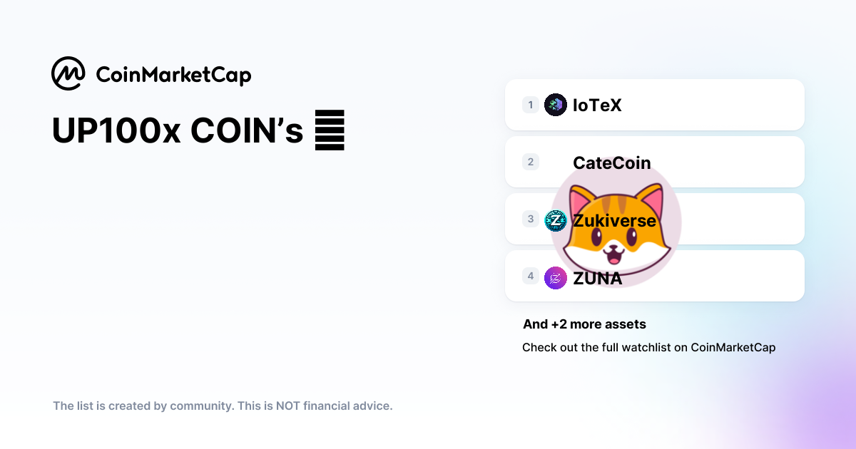 Follow The UP100x COIN’s 🚀 Crypto Portfolio Picks | CoinMarketCap