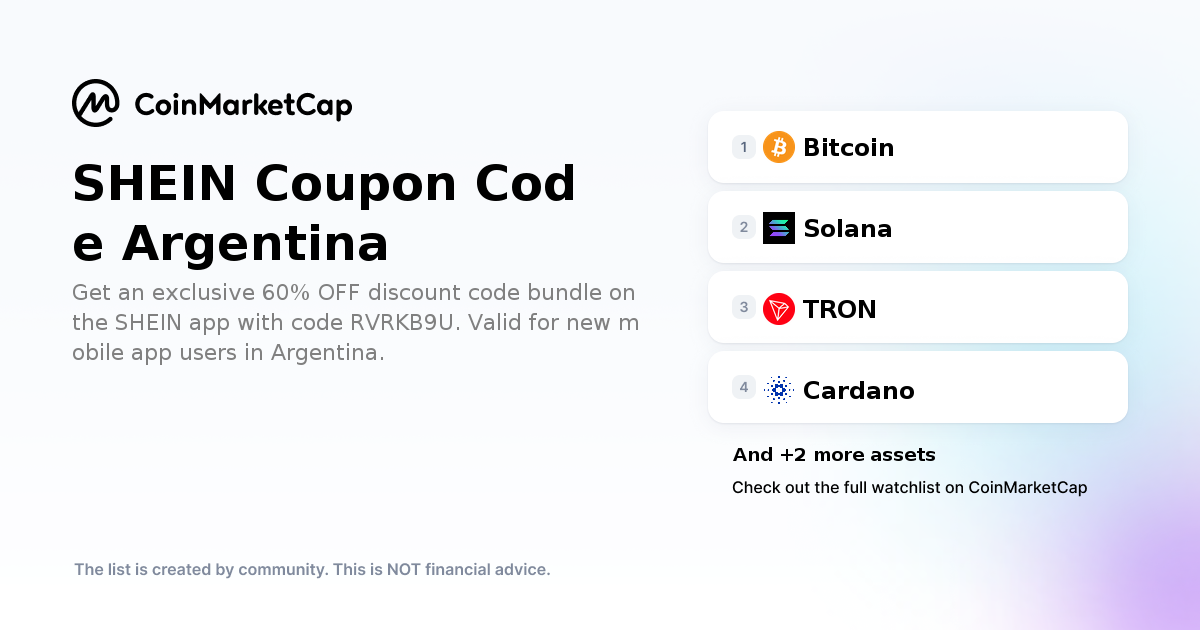 Follow The SHEIN Coupon Code Argentina Crypto Portfolio Picks - CoinMarketCap thumbnail