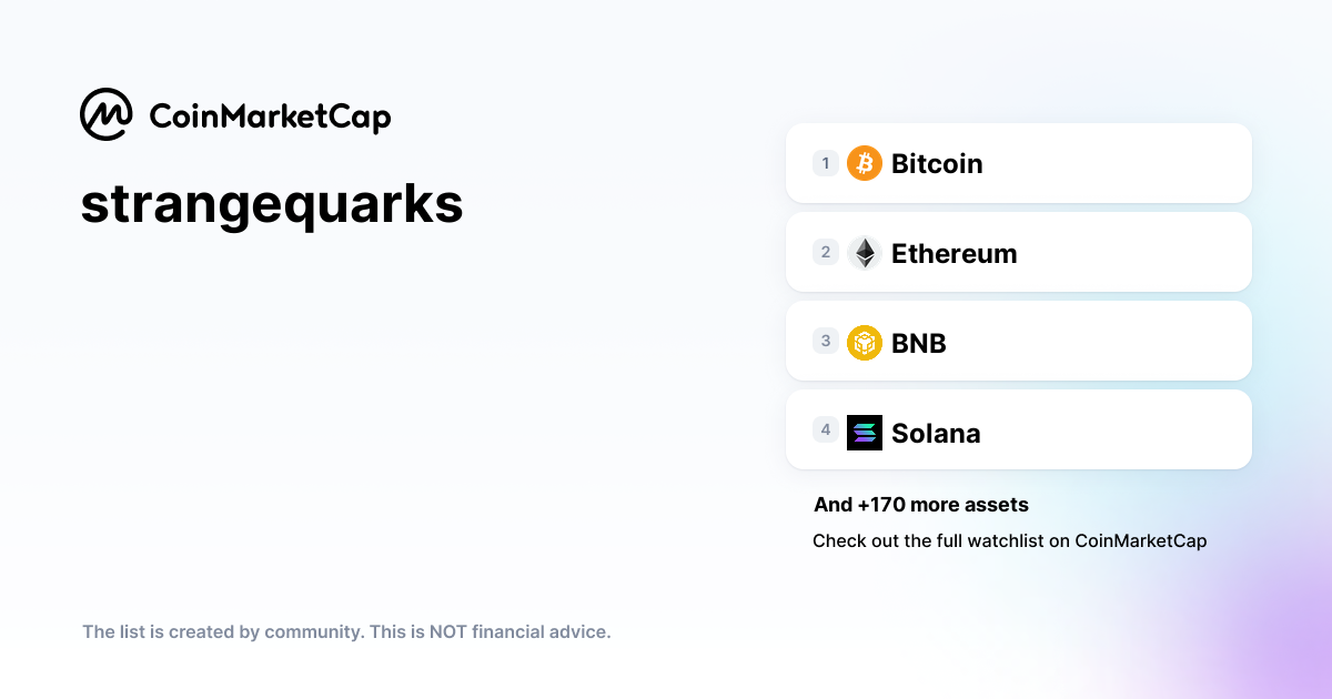 Follow The Strangequarks Crypto Portfolio Picks Coinmarketcap