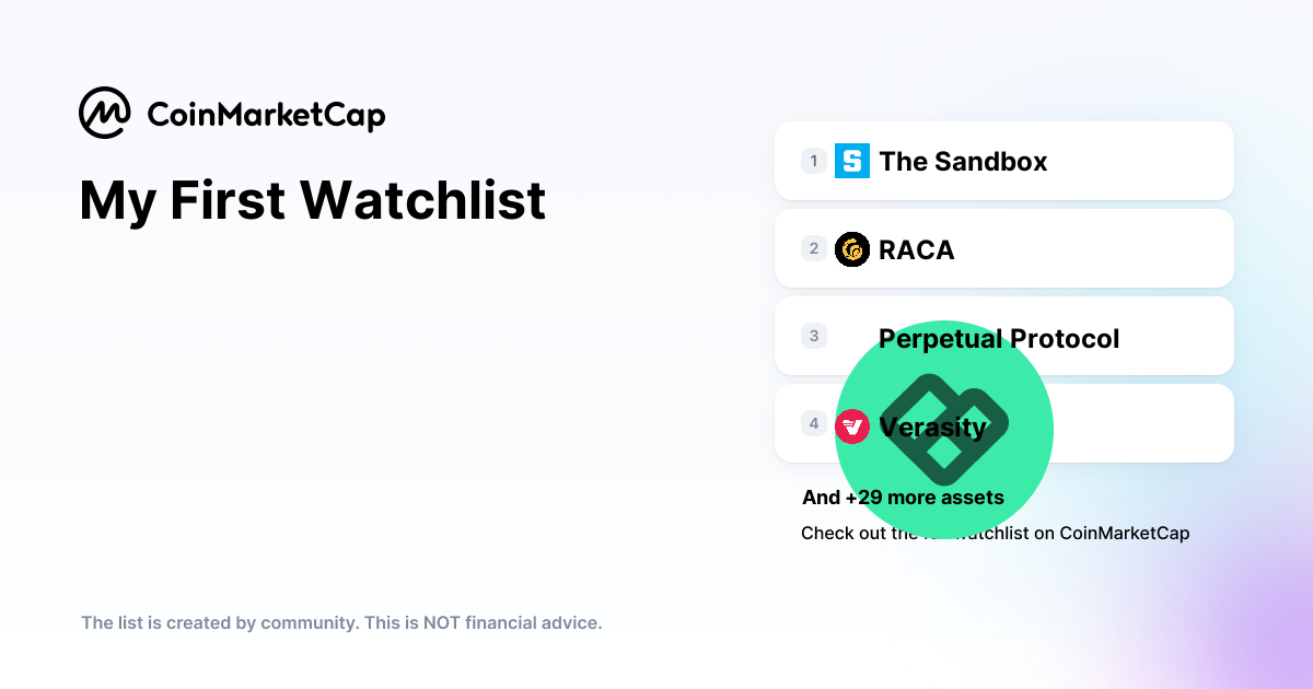 Ikuti Pilihan Portofolio Kripto My First Watchlist Coinmarketcap
