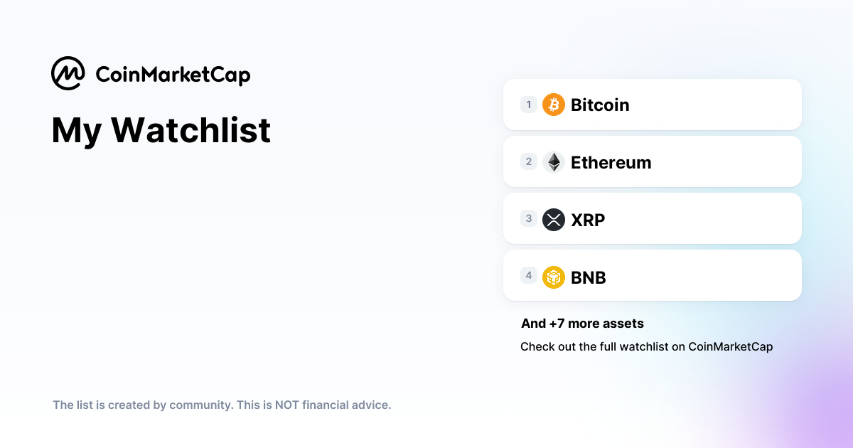 Follow The My Watchlist Crypto Portfolio Picks CoinMarketCap