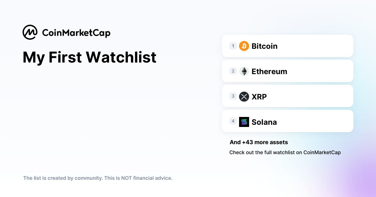 Follow The My First Watchlist Crypto Portfolio Picks Coinmarketcap