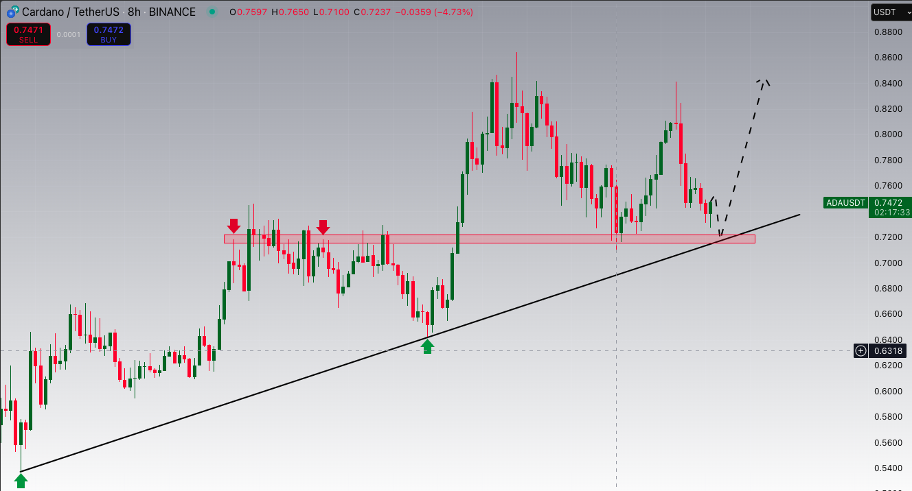 Cardano uptrend line